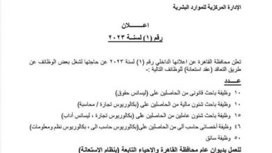 وظائف محافظة القاهرة